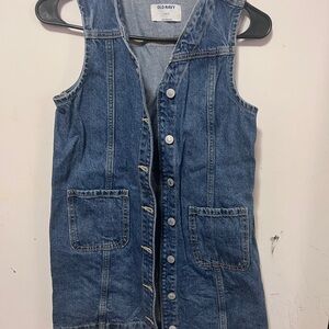 Old Navy Denim Button-Front Vest Dress - Blue L(10-12)